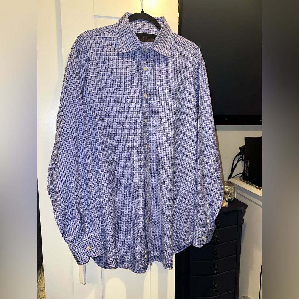 NWOT Etro Milano Men’s Made In Italy Blue Pattern Button Down